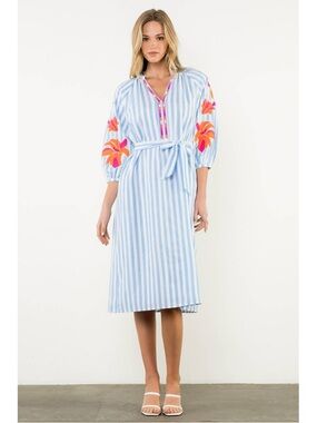 NWOT THML Tie Waist Seabreeze Midi Dress